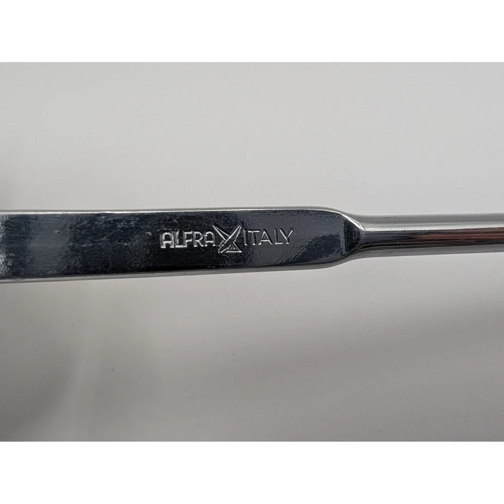 Alfra Skimmer Spoon Silver Stainless‎ Steel Long Hook Handle Italy Vintage